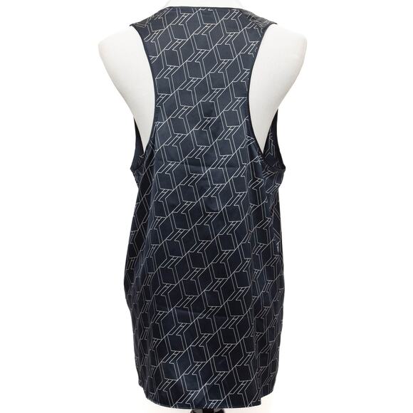 Rag & Bone Hill Navy Blue 100% Silk Geometric Print Sleeveless Top Size Large - Picture 3 of 8